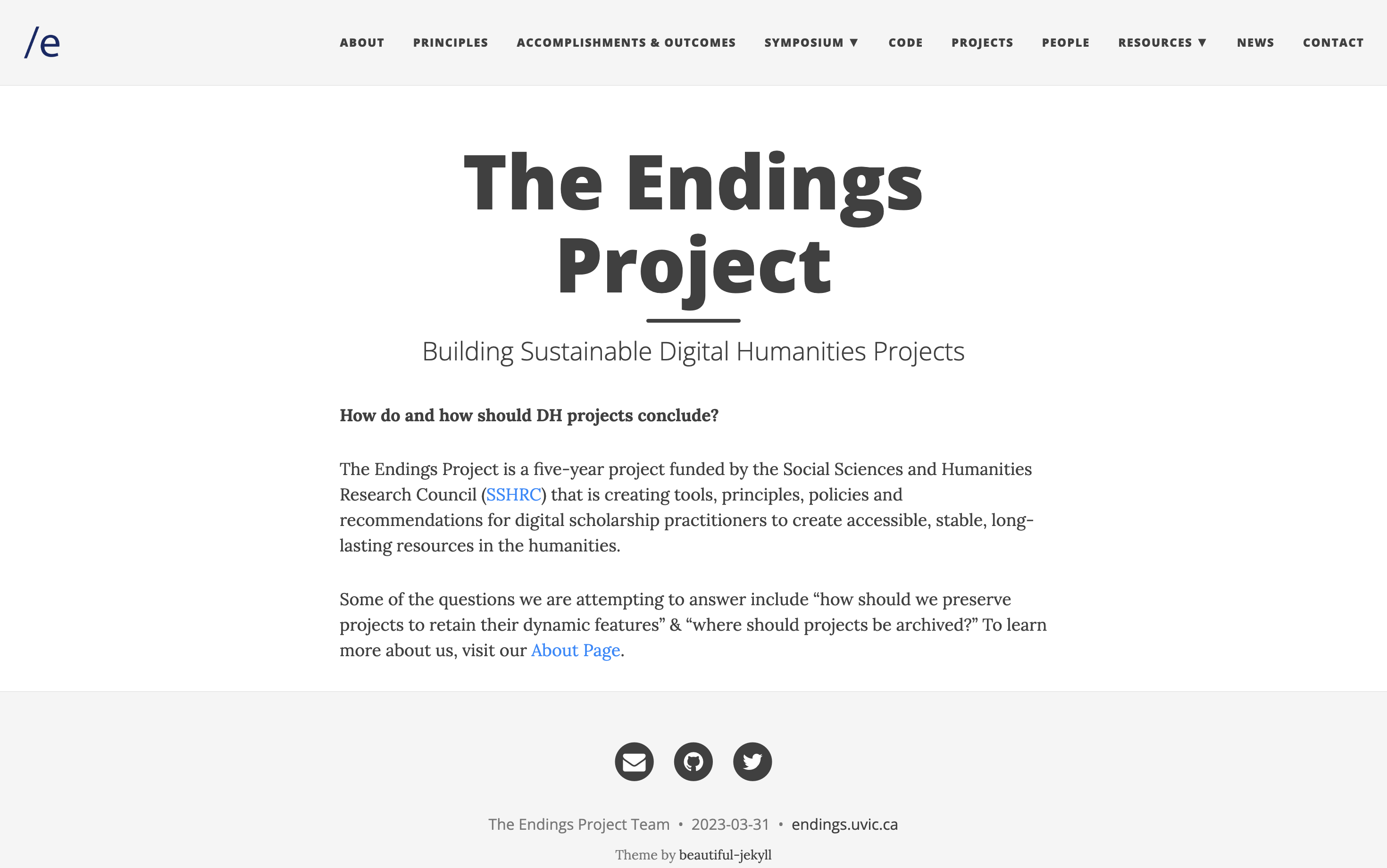 The Endings Project: Building Sustainable Digital Humanities Projects.